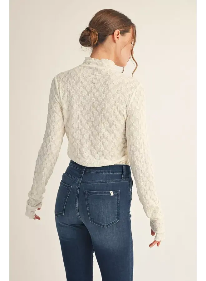 Mock Neck Lace Top