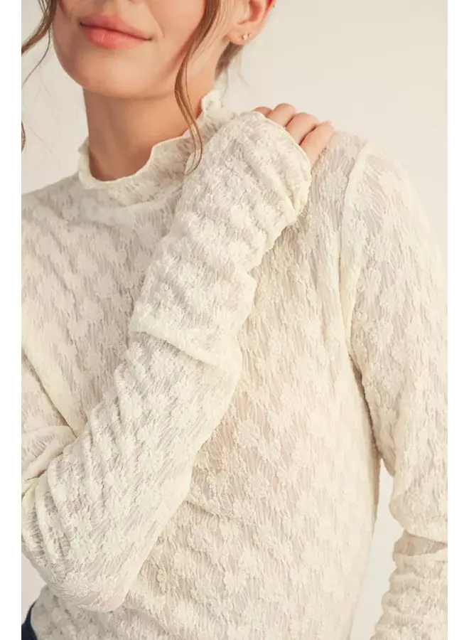 Mock Neck Lace Top