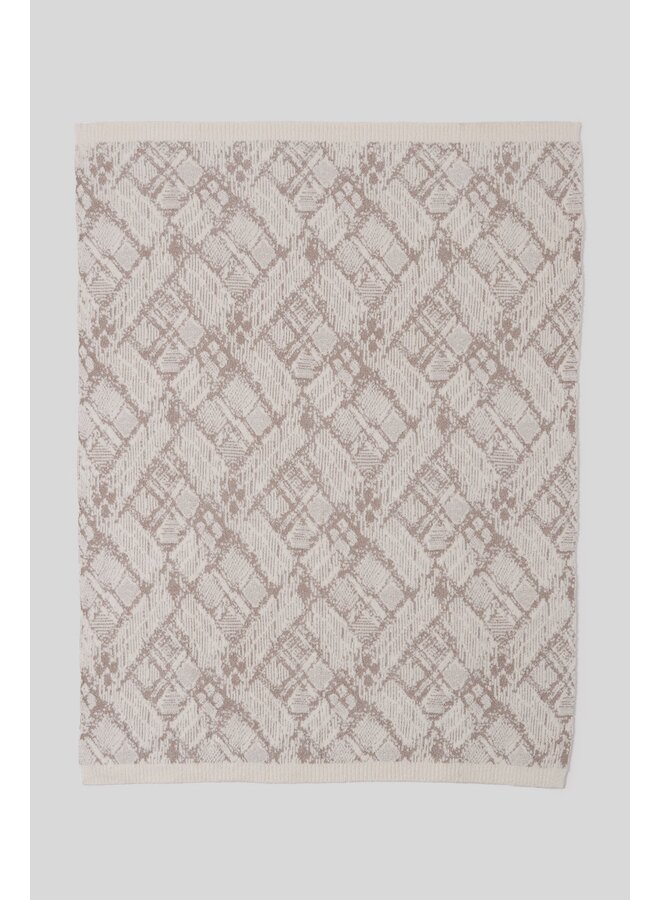 Cozychic Cotton Graphic Texture Throw - Cream/ Taupe