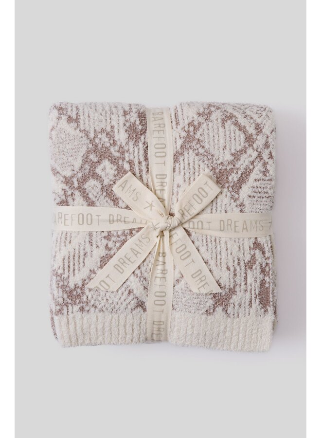 Cozychic Cotton Graphic Texture Throw - Cream/ Taupe