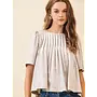 Pleated Detail Metallic Top-