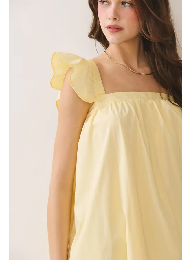 Ruffled Cap Sleeve Midi Dress-