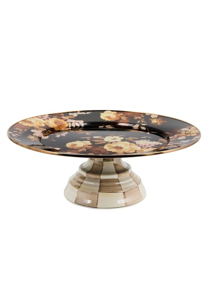 Wild Rose Brown Large Pedestal Platter