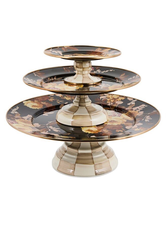 Wild Rose Brown Large Pedestal Platter