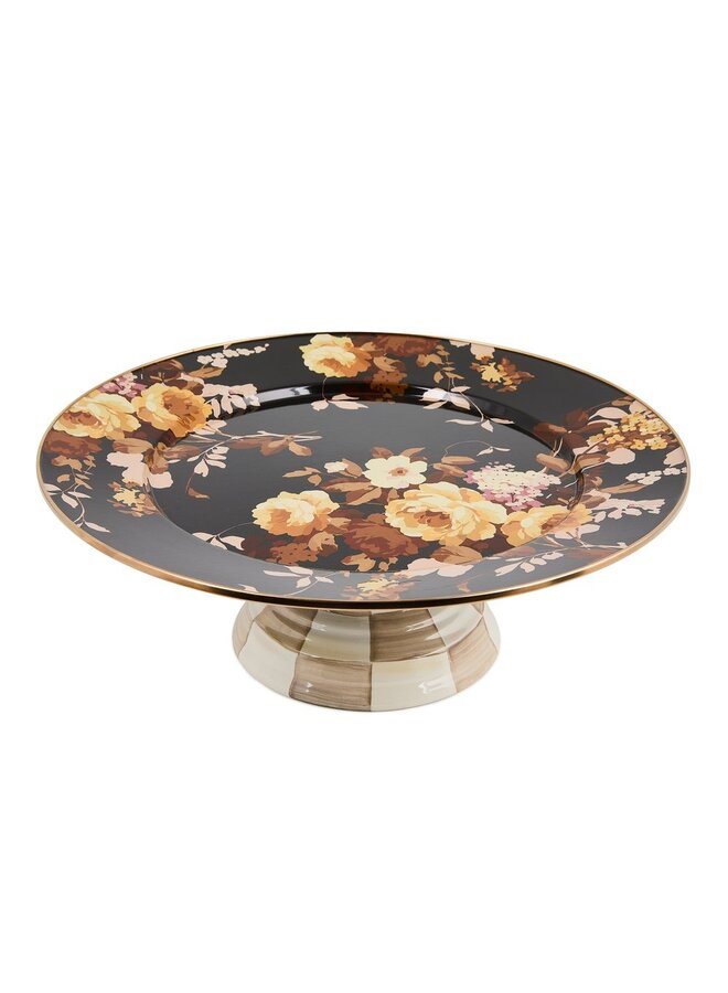 Wild Rose Brown Large Pedestal Platter