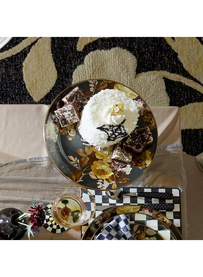 Wild Rose Brown Large Pedestal Platter