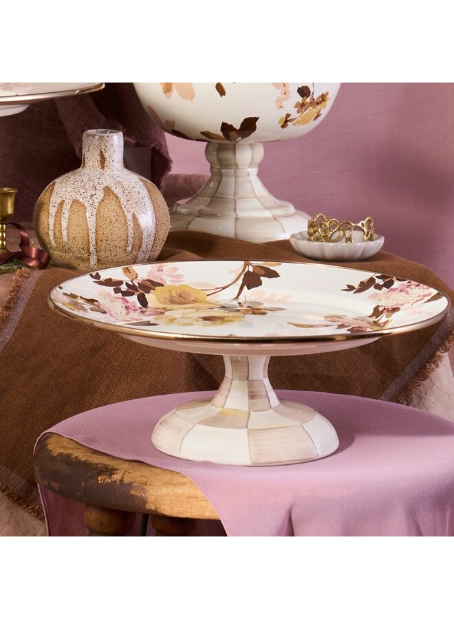 Wild Rose White Small Pedestal Platter
