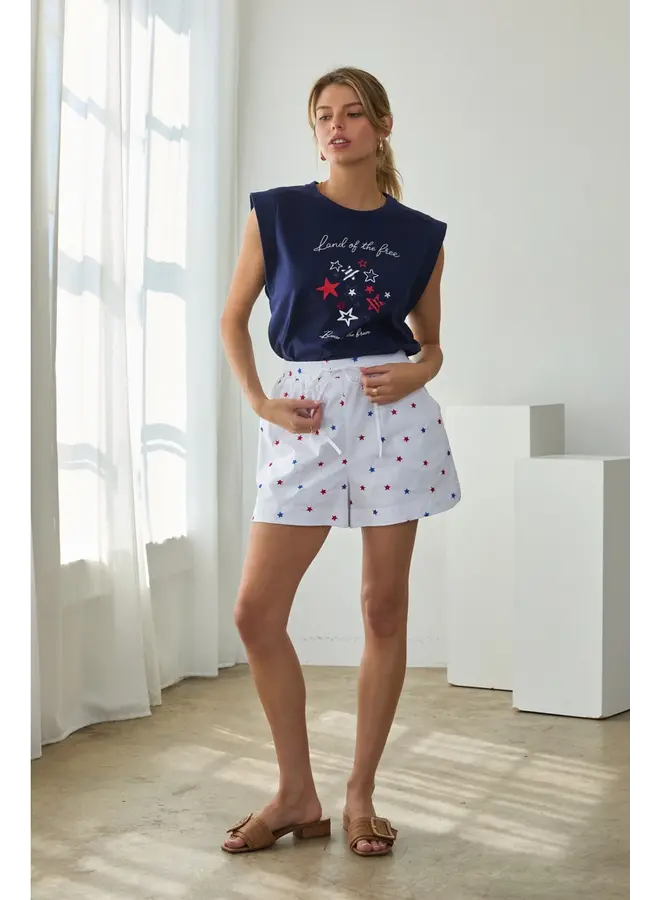 Star Embroidery  Shorts-