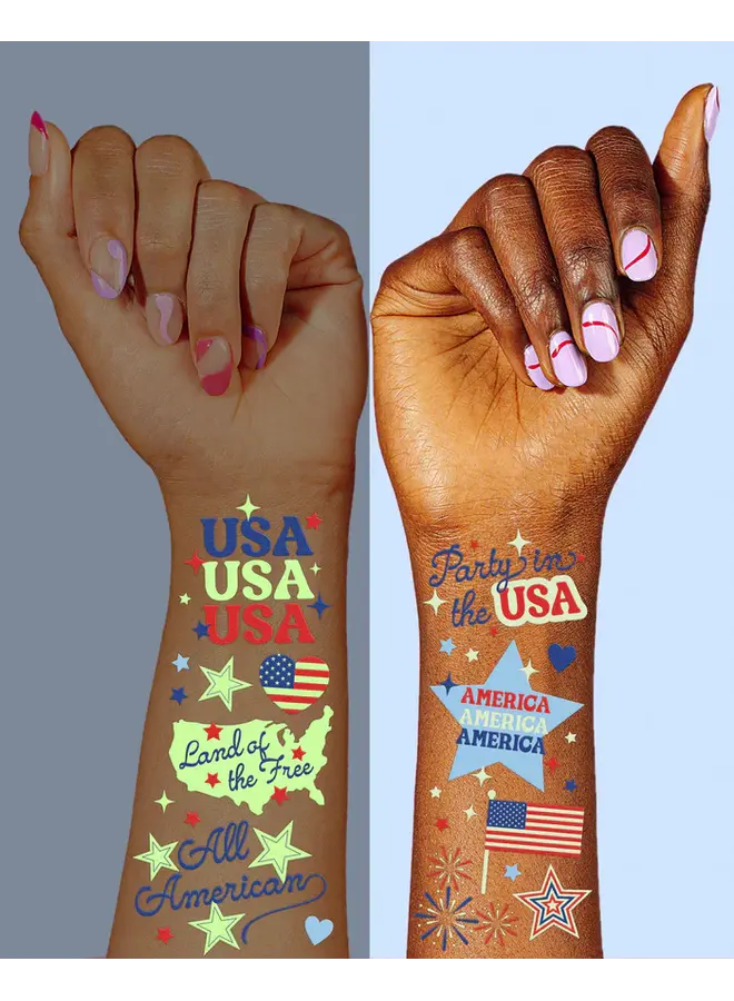 Fourth of July Glow in the Dark Tattoos
