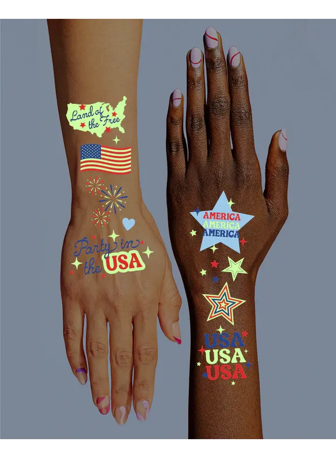 Fourth of July Glow in the Dark Tattoos