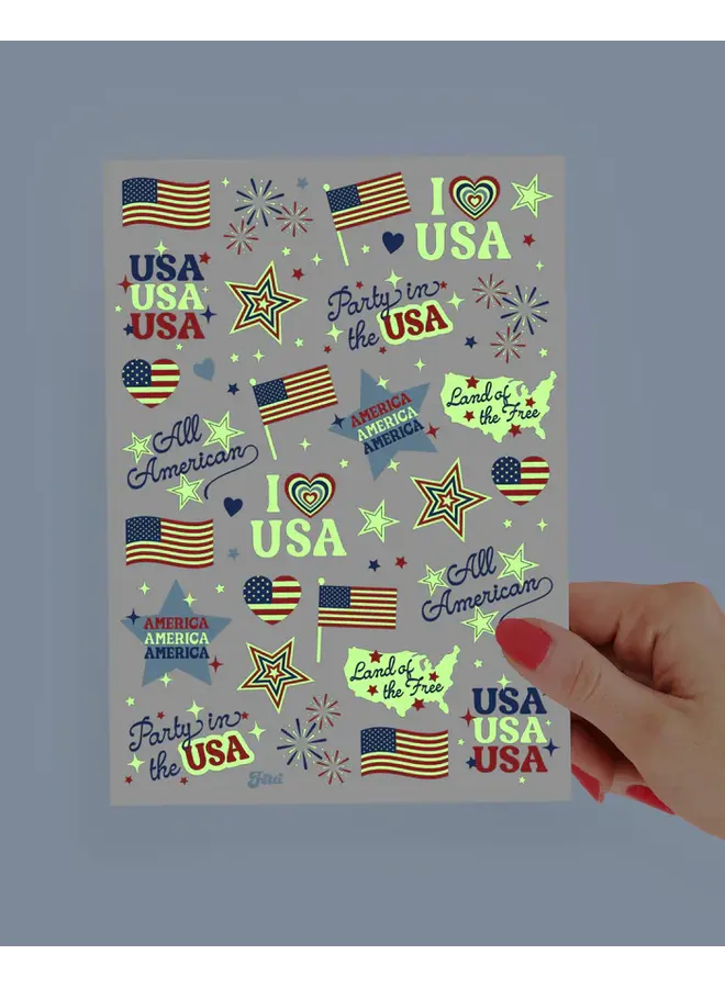 Fourth of July Glow in the Dark Tattoos