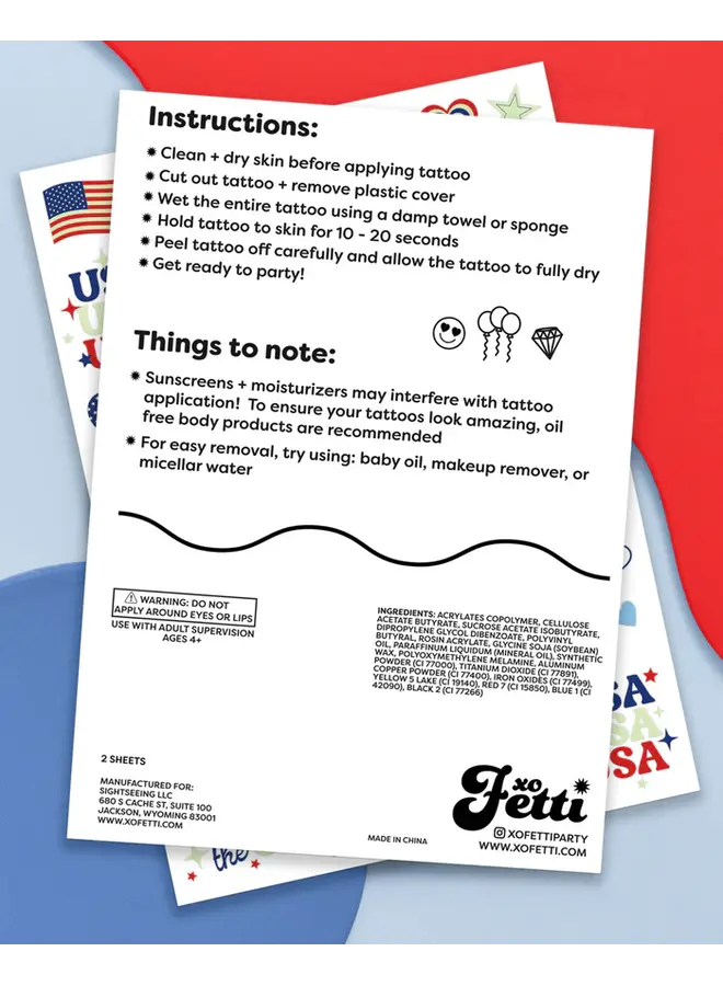 Fourth of July Glow in the Dark Tattoos