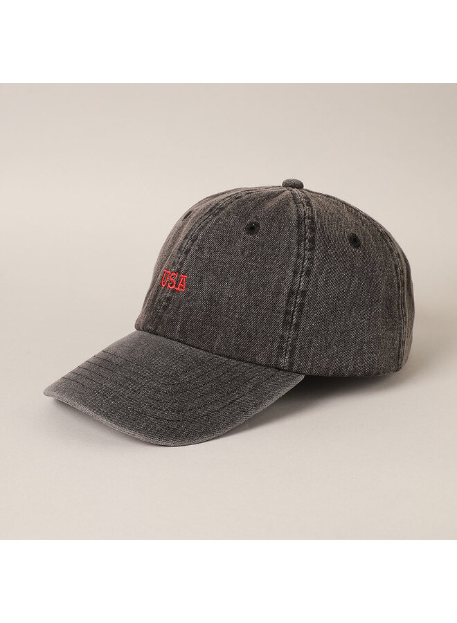 USA Embroidered Denim Baseball Cap - Black