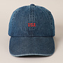 USA Embroidered Denim Baseball Cap - Dark Blue