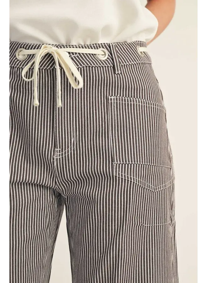 Drawstring Stripe Barrel Pants -