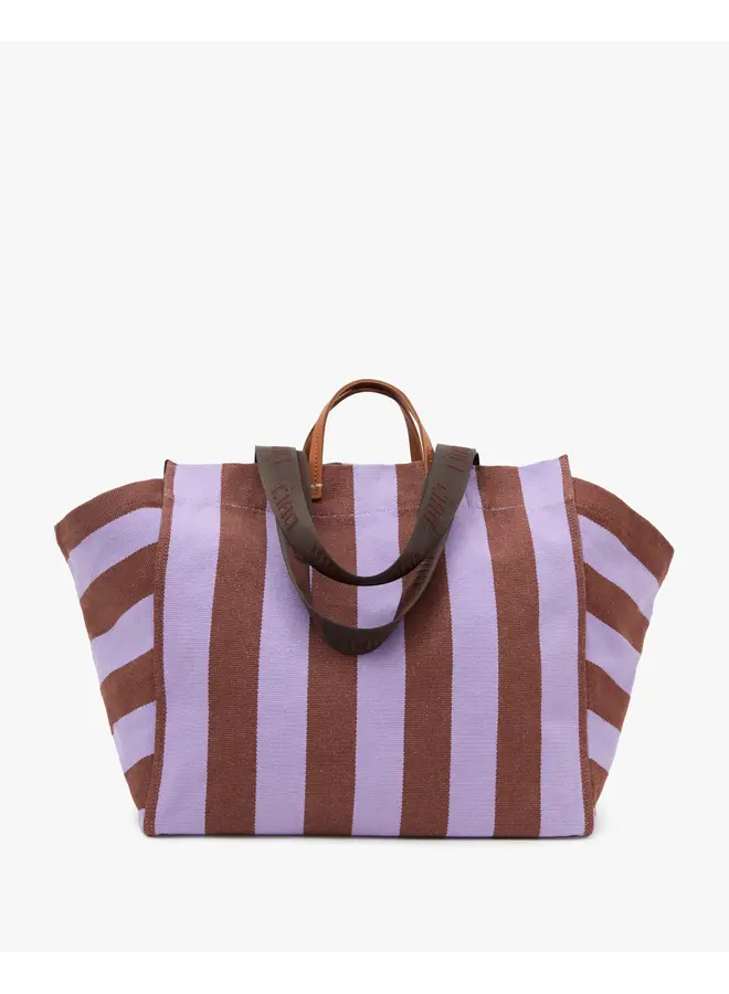 Beach Tote- Canvas Stripe Hazelnut
