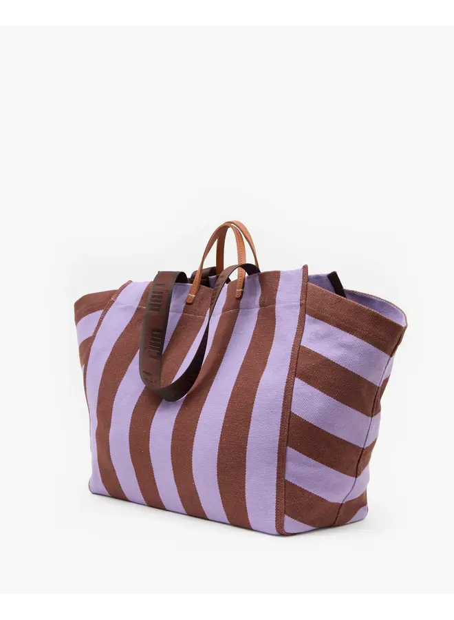 Beach Tote- Canvas Stripe Hazelnut
