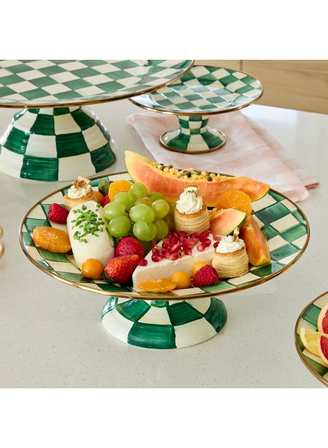 Emerald Check Mini Pedestal Platter