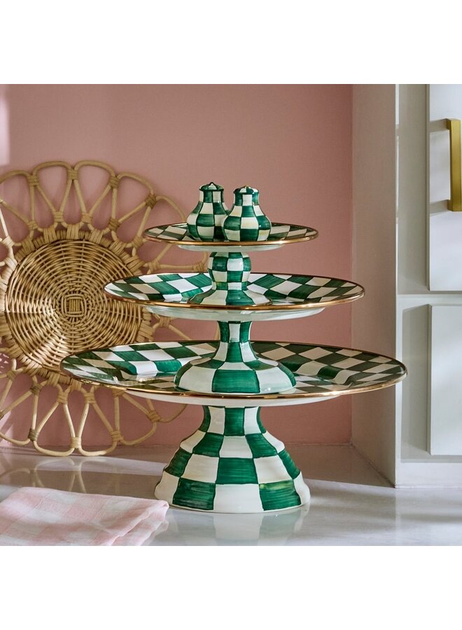 Emerald Check Mini Pedestal Platter
