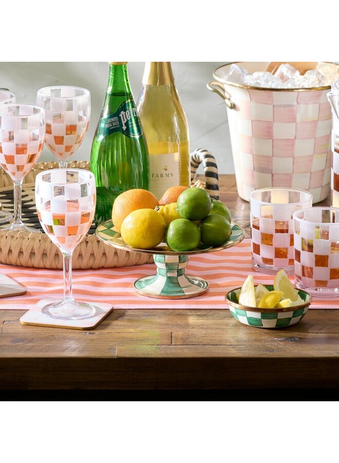 Emerald Check Mini Pedestal Platter