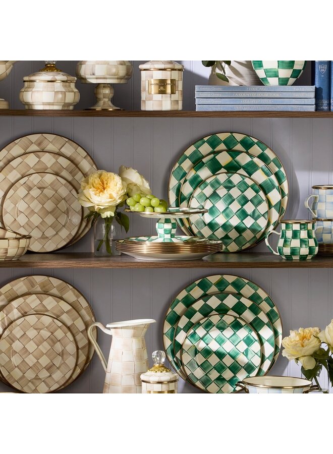 Emerald Check Mini Pedestal Platter