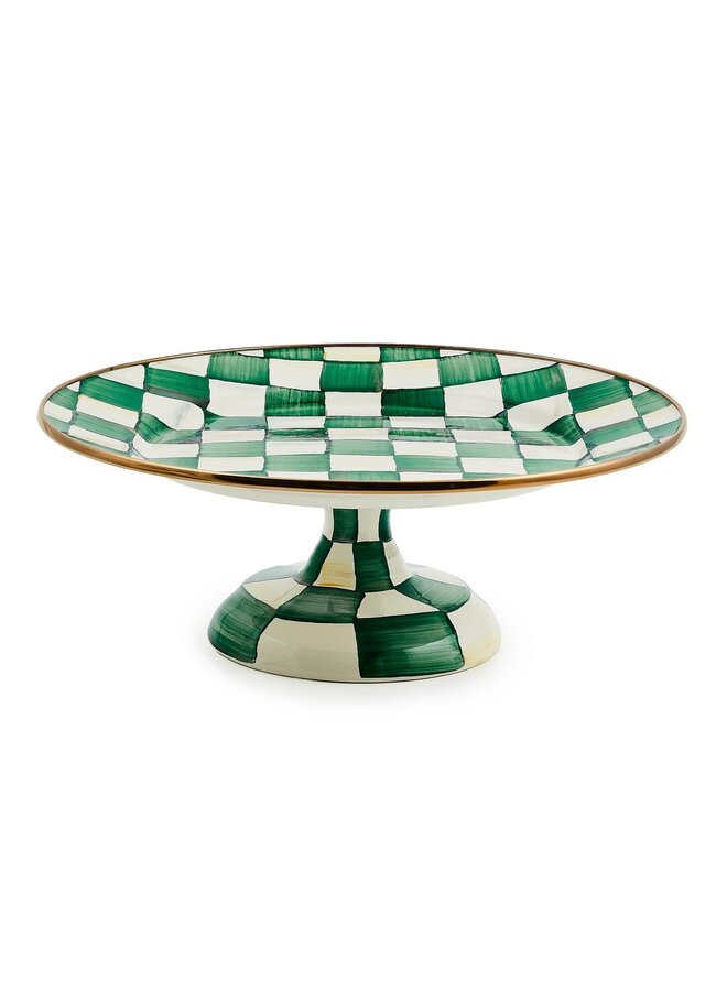 Emerald Check Small Pedestal Platter