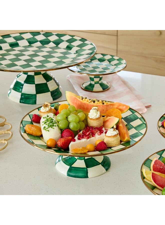 Emerald Check Small Pedestal Platter