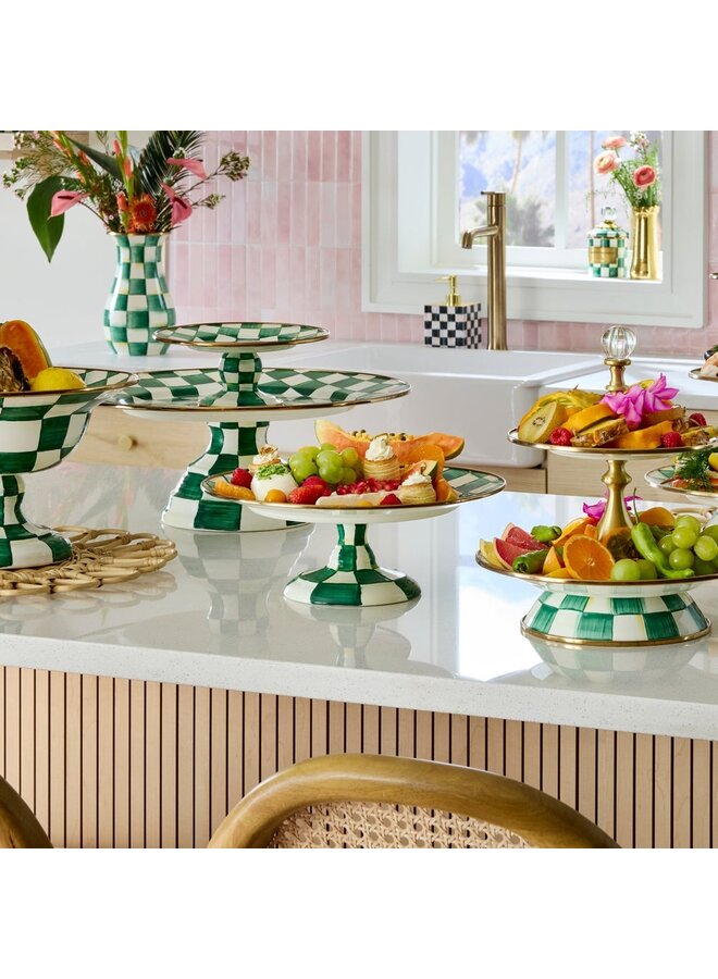 Emerald Check Small Pedestal Platter