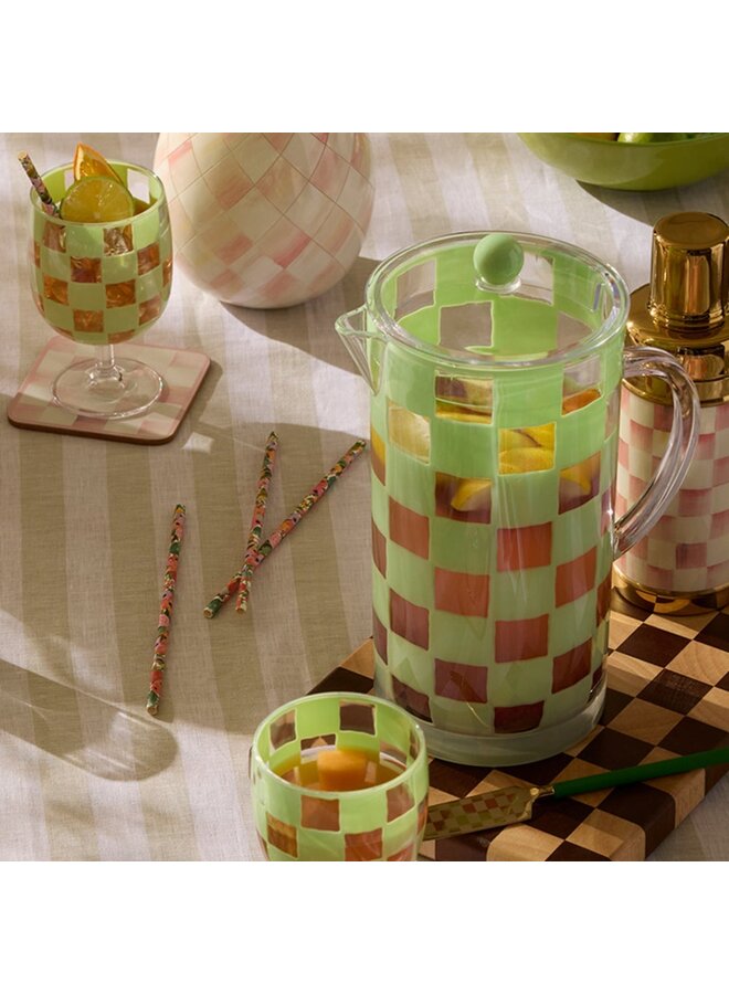 Green Check Acrylic Pitcher