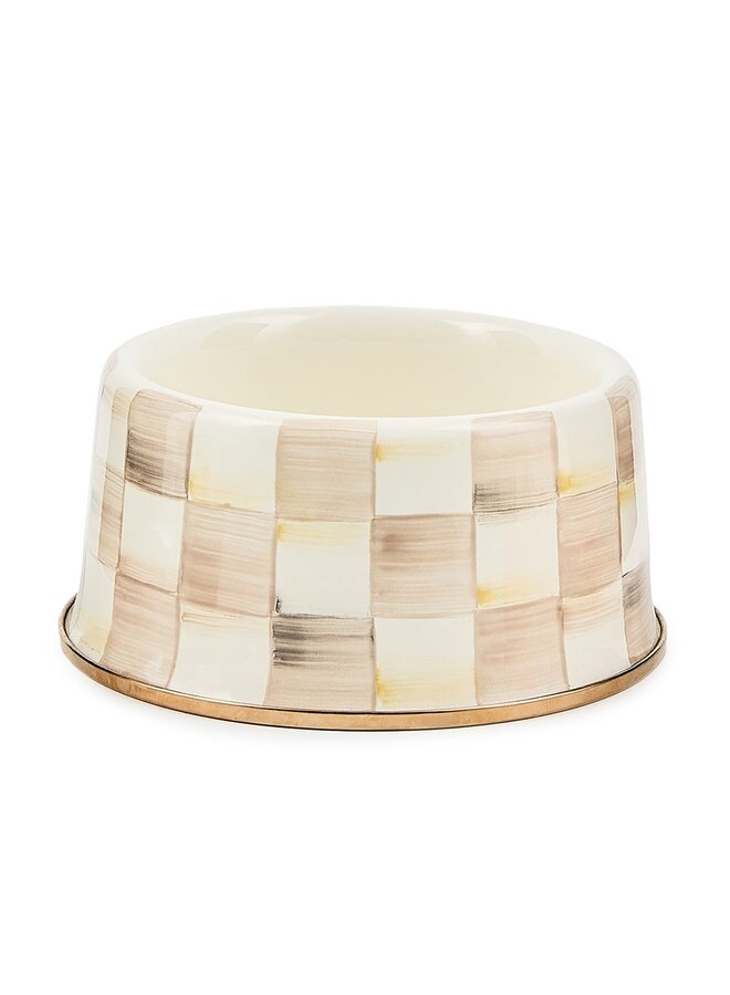 Mocha Check Medium Pet Dish