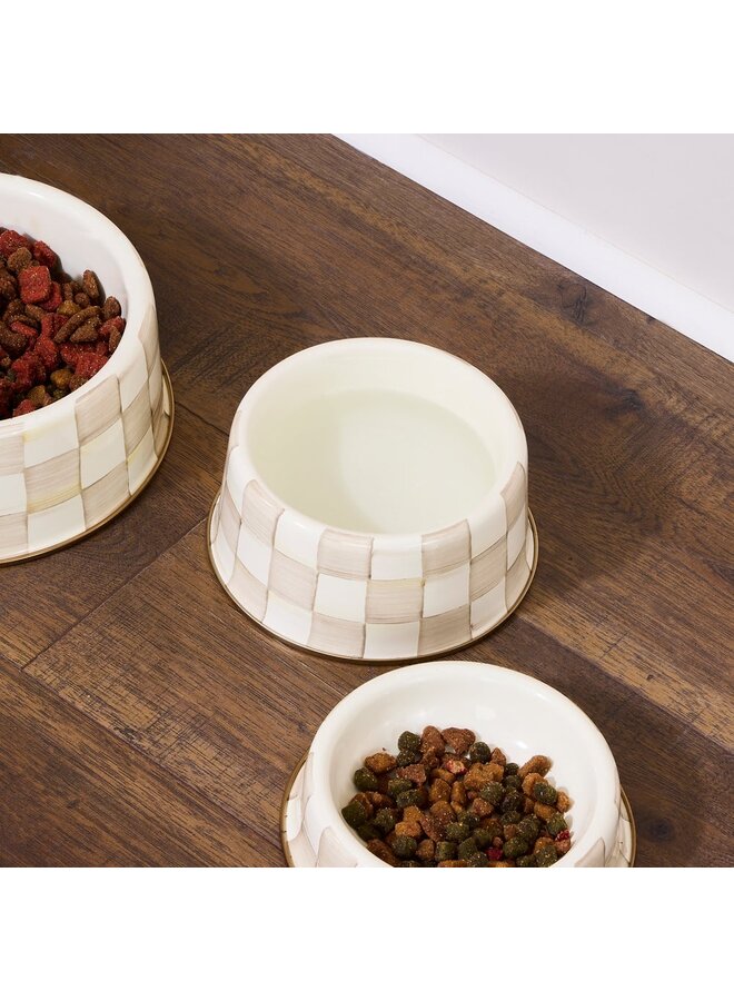 Mocha Check Medium Pet Dish
