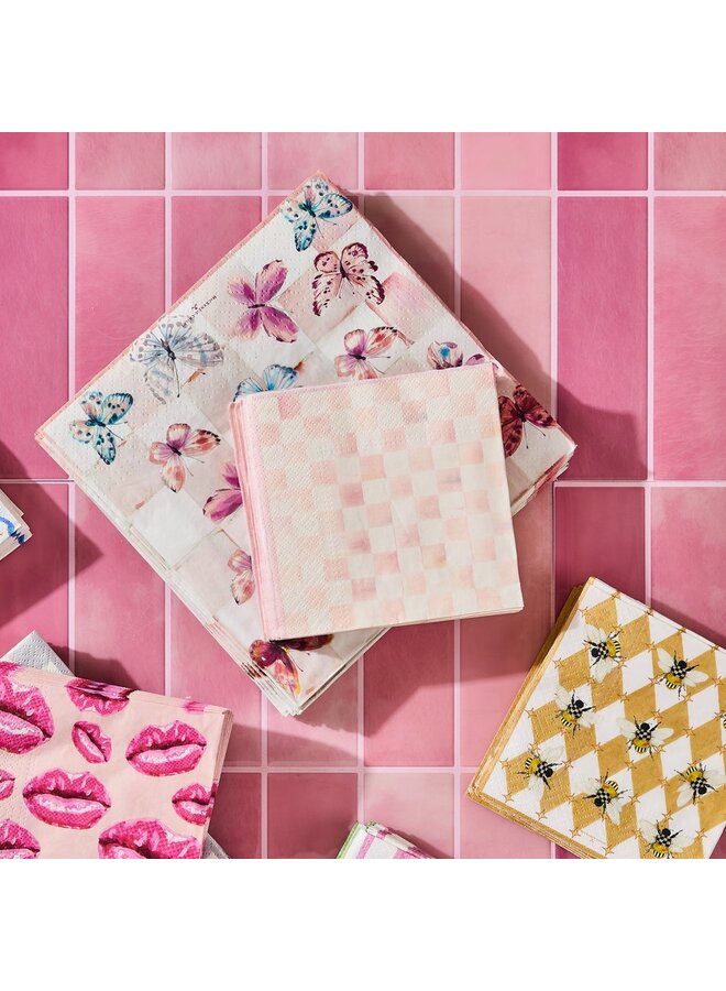 Rosy Check Cocktail Paper Napkins
