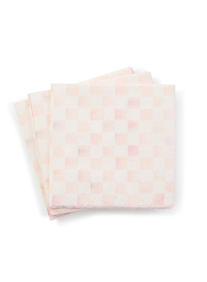 Rosy Check Cocktail Paper Napkins