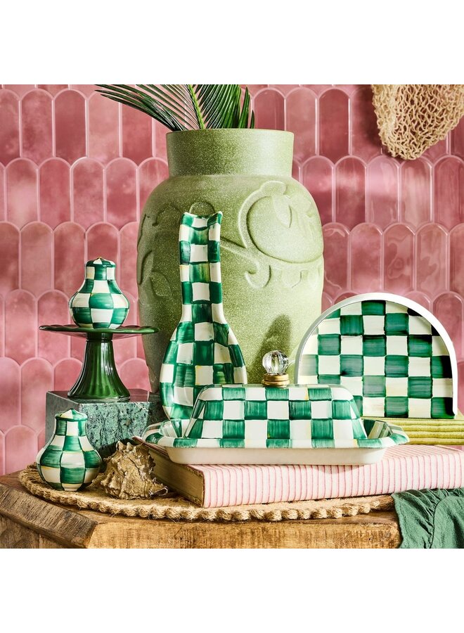 Emerald Check Enamel Spoon Rest