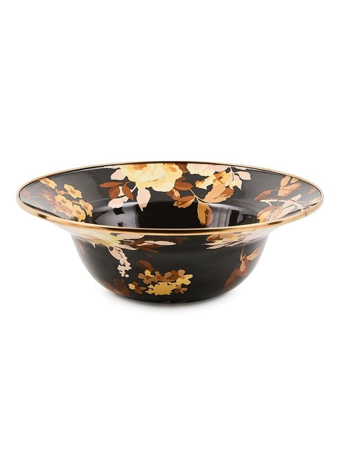 Wild Rose Brown Serving Bowl
