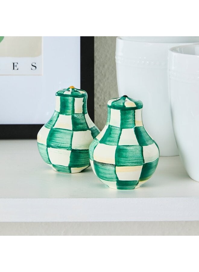 Emerald Check Salt & Pepper Shakers