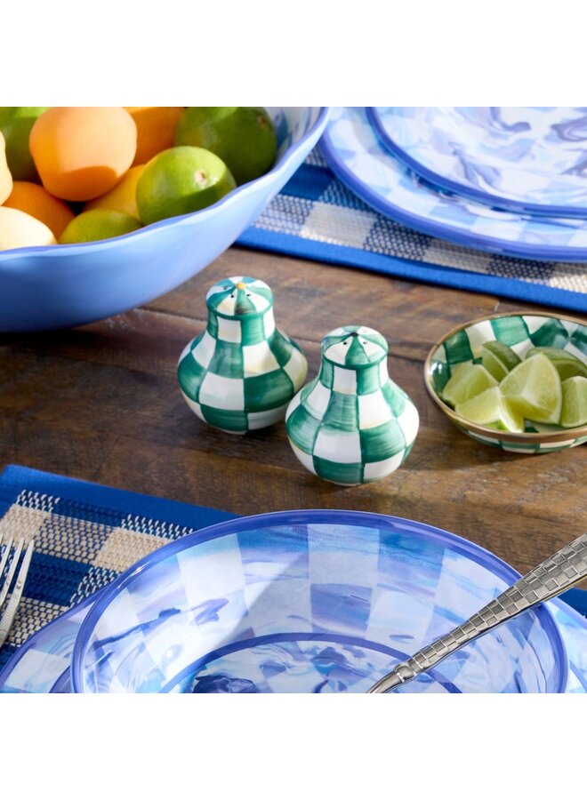 Emerald Check Salt & Pepper Shakers