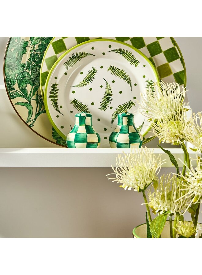 Emerald Check Salt & Pepper Shakers