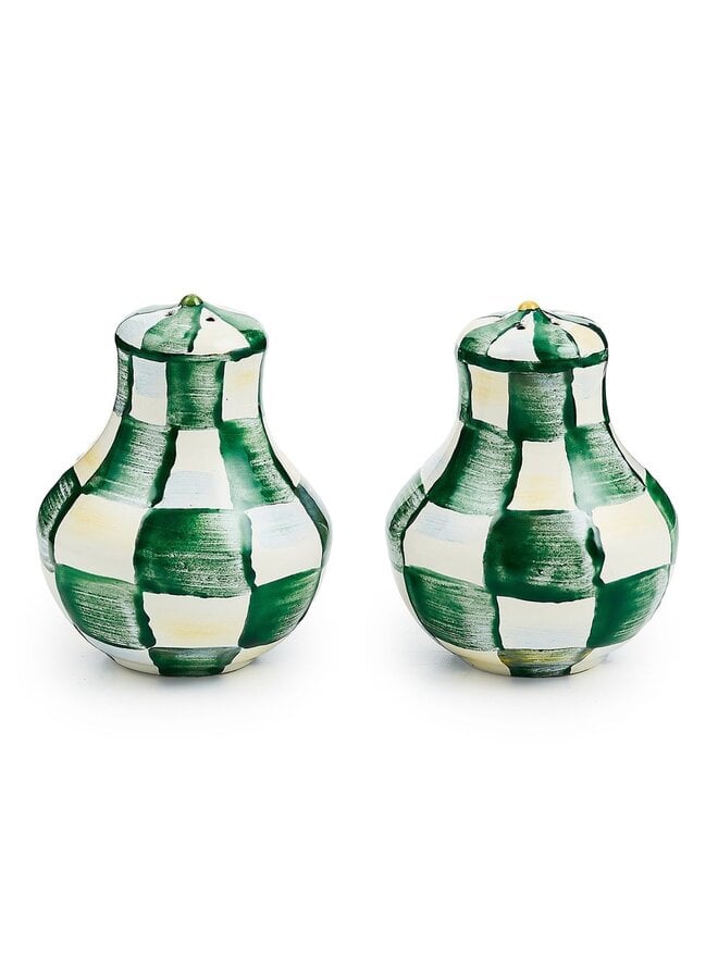 Emerald Check Salt & Pepper Shakers