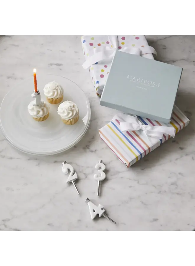 White Candle Number Holder Set
