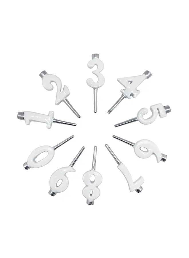 White Candle Number Holder Set