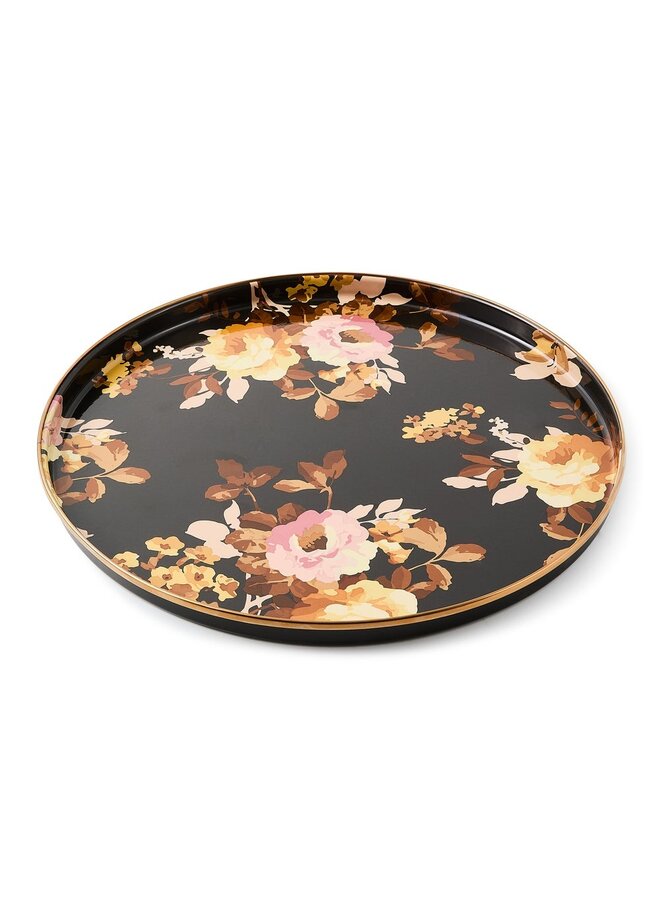 Wild Rose Brown Round Tray