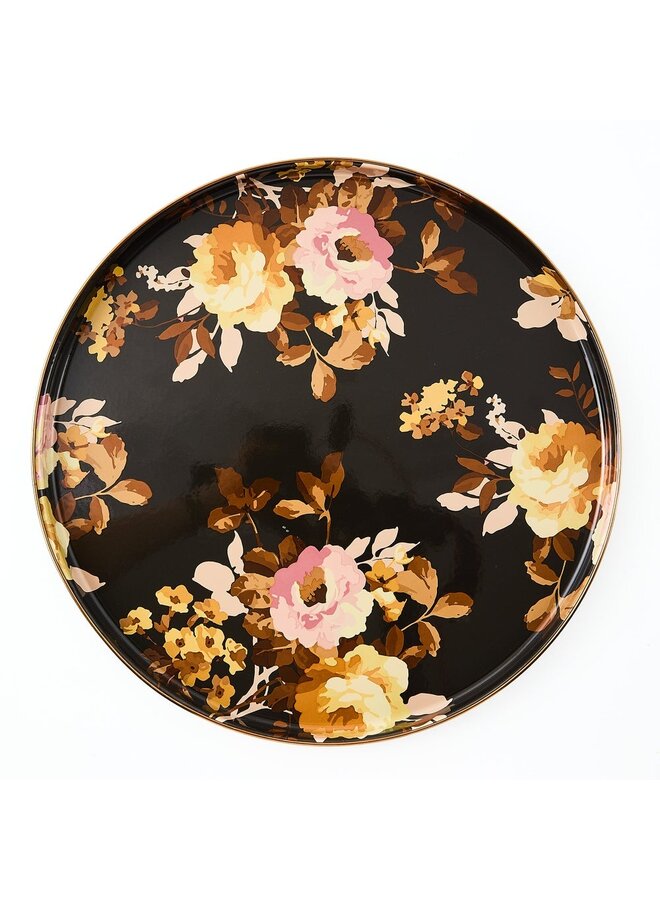 Wild Rose Brown Round Tray