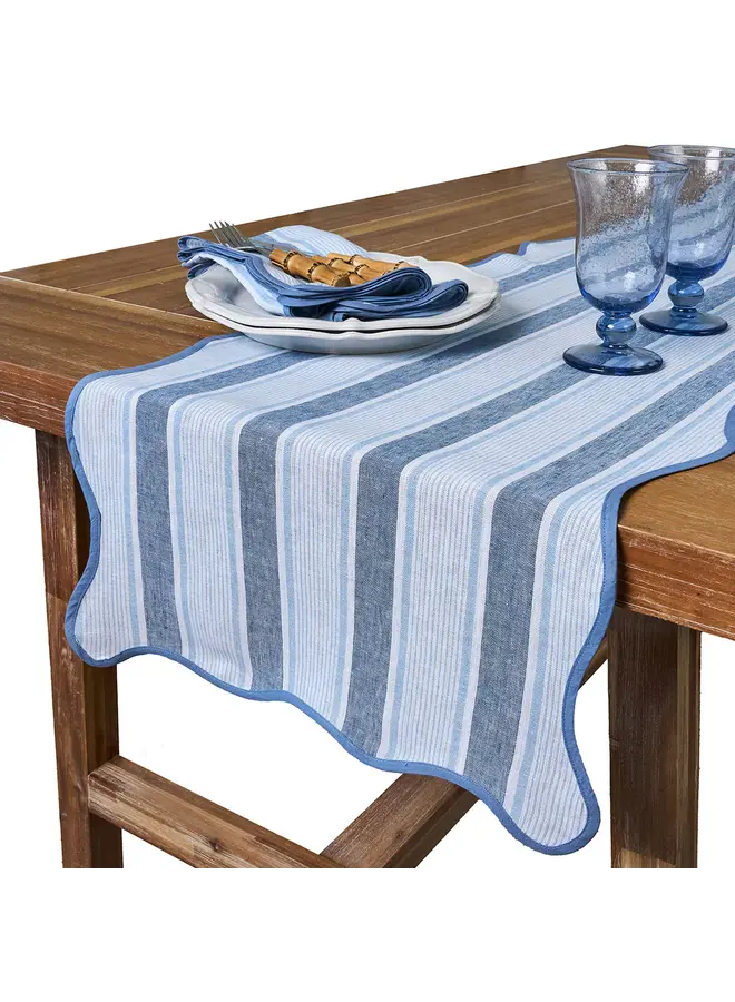 Cabana Stripe  18" x 90" Table Runner - Ocean