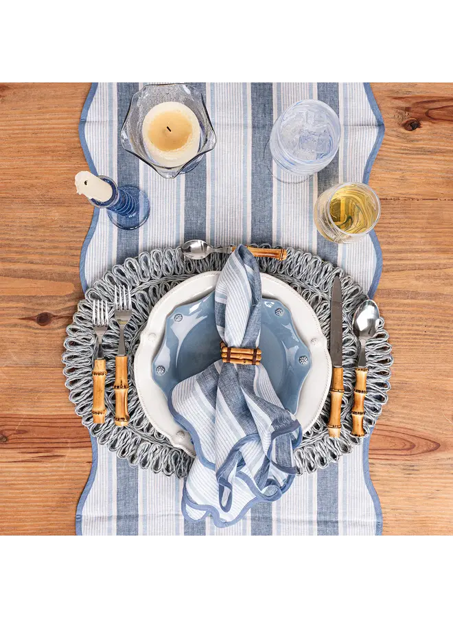 Cabana Stripe  18" x 90" Table Runner - Ocean