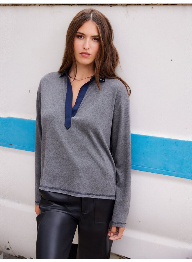 Kendall Sequin Collar Top-