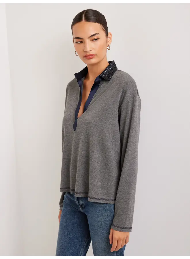 Kendall Sequin Collar Top-