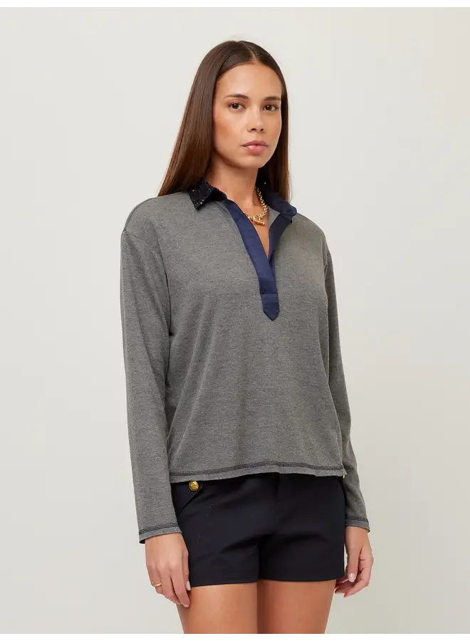Kendall Sequin Collar Top-