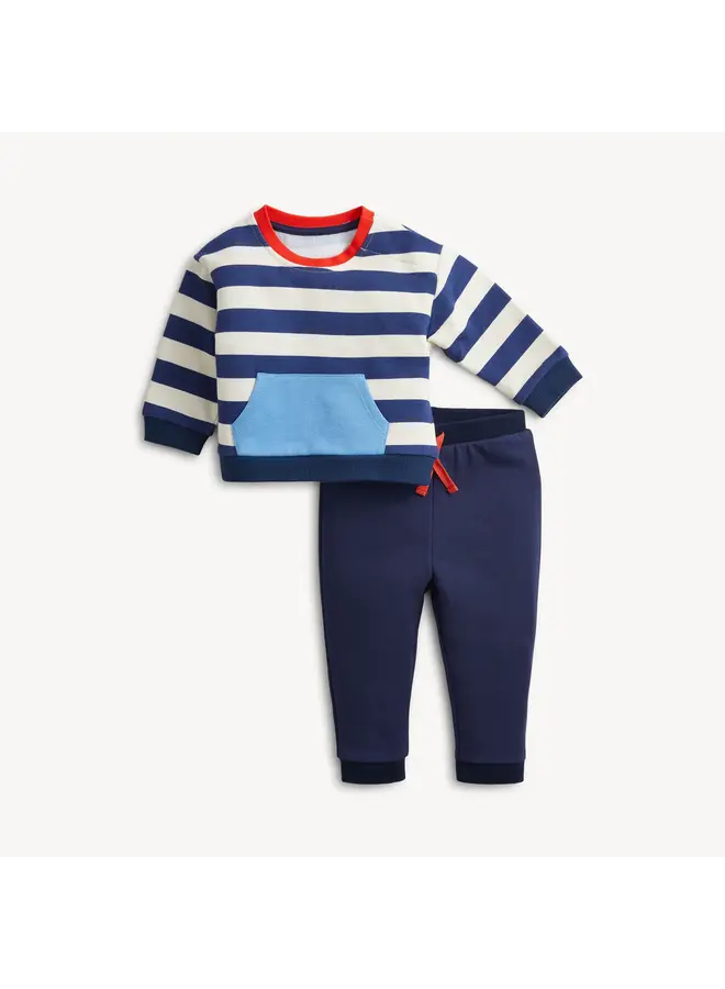 Navy Stripe French Terry Boys 2Pc Set