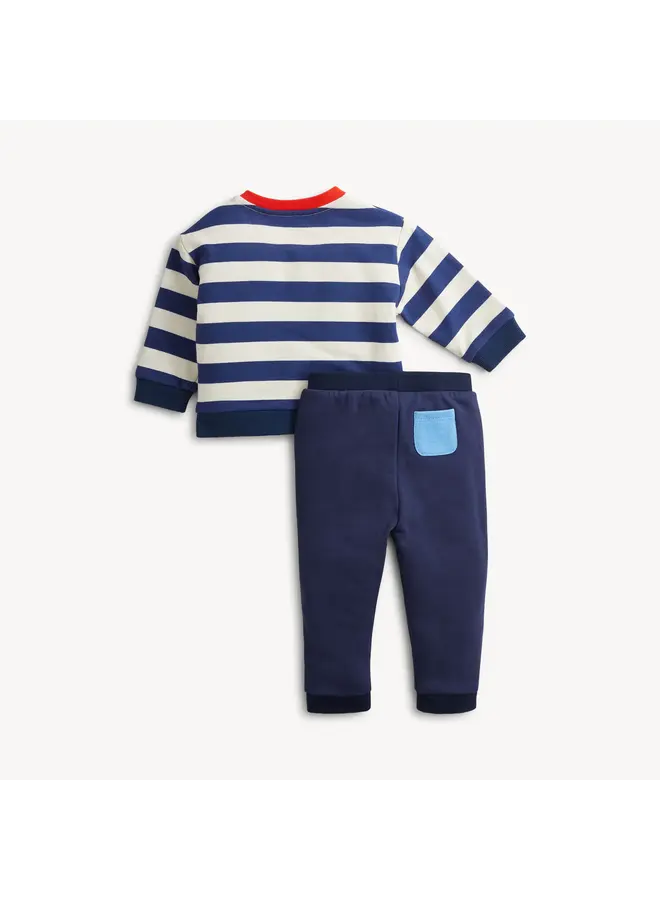 Navy Stripe French Terry Boys 2Pc Set